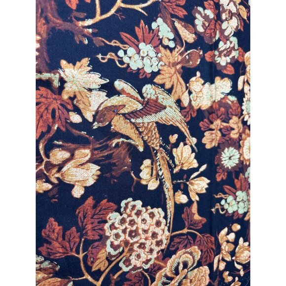 Vintage-Style Floral Bird Cotton Fabric 12" x 42" Rich Black Gold Pattern Design - Picture 4 of 9